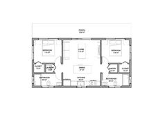 the floor plan for a two bedroom apartment with an attached kitchen and living room area