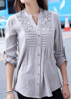 Áo Blu, Grey Shirt Dress, Sewing Clothes Women, Gray Shirt, Grey Shirt, Trendy Tops