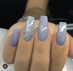 Stars Nails, Grey Lavender, Pastel Grey, Lavender Hair, Acrylic Nail Art, Nail Designs Spring, Wedding Idea, Cool Nail Designs