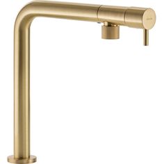 a brass colored faucet with the handle extended to it's left side