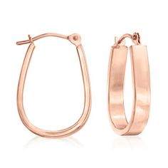 Ross-Simons - 14kt Rose Gold Wide Oval Hoop Earrings. 3/4". Crafted in polished 14kt rose gold, these wide oval hoop earrings add modern, effortless style to any outfit. You'll get so much wear from this well-priced pair! Hanging length is 3/4". Snap-bar, 14kt rose gold wide oval hoop earrings. Rose Gold Oval Hoop Earrings For Formal Occasions, Formal Oval Rose Gold Hoop Earrings, Oval Rose Gold Hoop Earrings For Formal Occasions, Gold Brass Oval Hoop Earrings, Oval Gold-plated Polished Hoop Earrings, Luxury Rose Gold-plated Hoop Earrings, Oval Hoop Earrings, Fine Jewelery, Fine Jewellery Earrings