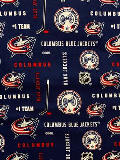 the columbus blue jackets are all over this fabric