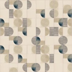 an abstract wallpaper design with circles and squares in grey, beige and white colors