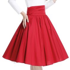 Never Wore It! Questions? Leave A Comment Below! Sk#3 Retro Red Summer Skirt, Retro Red Skirt For Spring, Retro Solid Bottoms With Lined Skirt, Vintage Red Bottoms For Party, Red A-line Fitted Bottoms, Retro Red Full Skirt, Retro Red Midi Skirt, Vintage Red Skirt For Party, Vintage Red Party Skirt