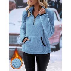 Season:Winter,Fall; Fabric:Polyester,Fleece; Sleeve Length:Long Sleeve; Look After Me:Machine wash,Wet and Dry,Washable; Gender:Women's; Style:Casual; Elasticity:Micro-elastic; Occasion:Dailywear,Street; Top Length:Regular Tops; Fit Type:Regular Fit; Design:Zipper,Pocket; Neckline:High Neck; Sports Clothing Sub Category:Sweatshirt; Listing Date:08/26/2024 Street Sweatshirt, Fall Winter 2024, Fall Fabric, Sports Clothing, Sweatshirts Online, High Neck Long Sleeve, Women Hoodies Sweatshirts, Winter 2024, Season Winter