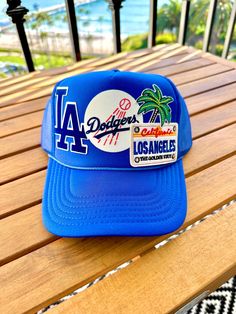 Very Limited! Los Angeles Dodgers Patch Trucker Hat, Baseball Hat, Rope Hat Retro Blue Baseball Hat, Casual Trucker Hat For Baseball Season With Short Brim, Casual Trucker Hat With Short Brim For Baseball Season, Casual Short Brim Trucker Hat For Baseball Season, Retro Visor Hat, Dodgers Outfit, Hat Business, Dodgers Hat, College Hats