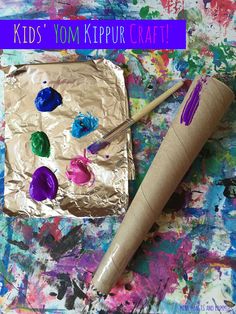 a kid's yom krippur craft with paint and paper