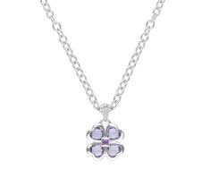 Lend your look a bit of good luck (and luxury) with this four-leaf clover necklace featuring pink and purple amethyst stones. From Margo Manhattan. Four Leaf Clover Necklace, Clover Necklace, Four Leaf Clover, Amethyst Stone, Purple Amethyst, Charm Necklace, Amethyst, Jewelry Necklaces, Sterling Silver