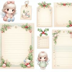 a set of christmas themed items with blank paper