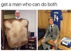 two pictures one has a man sitting on a bench and the other is holding a piece of bread