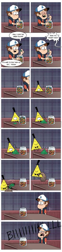 a comic strip showing the process of making pizzas with cheese and other toppings