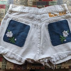 Flower Child These One Of A Kind Hand Embroidered Shorts Are A Summer Must Have! Never Worn Before, And It Breaks My Heart To Let Them Go, But This Curvy Girl Just Couldn't Make It Work! *Please Note- Shorts Say Size 6 But They Run Extremely Small! More Like A Size 2/4. Calvin Klein Fitted Casual Shorts, Vintage Floral Embroidered Bottoms For Summer, Vintage White Jean Shorts For Spring, Calvin Klein Fitted Shorts, Calvin Klein Spring Shorts, Vintage Embroidered Summer Bottoms, White Cotton Vintage Jean Shorts, Vintage White Cotton Jean Shorts, Vintage White Jean Shorts