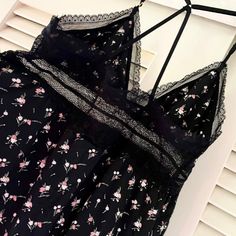 Nwt Victoria's Secret Pajama Sleep Cami Top Size M Black With Pink Floral Bouquets V Neckline Pretty Inset Semi Sheer Black Lace Detail At Bustline Adjustable T-Back/Racerback Satin Spaghetti Straps Very Soft 90% Modal 10% Elastane Comfy A Line Babydoll Style No Flaws Tags: Gift,Holiday,Feminine,Girly,Lounge,Day To Night,Sexy,Comfy,Stretch,Stretchy,Spring,Summer,Fall,Winter,Boho,Casual,Lightweight,Flowy,Loose,Swingy,Cotton, Flowers,Lacey,Classic, Lounge Loungewear Hip Vibe Trend Stretch Lace Sleepwear With Floral Print For Loungewear, Lace Sleepwear With Floral Print, Floral Lace Sleepwear, Black V-neck Sleepwear For Spring, Floral Print Cami Sleepwear For Loungewear, Black Lace Summer Sleepwear, Black Lace Sleepwear For Summer, Spring Lace Sleepwear For Pajama Party, Black Cami Sleepwear For Lounging