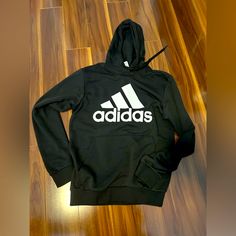 Adidas Black Hoodie Adult Size Small. Brand New! No Tag. Adidas Casual Hoodie For Sports, Adidas Casual Sports Hoodie, Casual Adidas Sports Hoodie, Black Logo Print Hoodie Sweatshirt, Black Hoodie With Logo Print, Black Hoodie Sweatshirt With Logo Print, Black Hooded Sweatshirt With Logo Print, Black Hooded Outerwear With Logo Print, Black Crew Neck Sweatshirt With Double-lined Hood