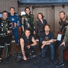 the avengers team is posing for a group photo