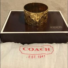 Gold Coach Bangle In Excellent Condition. Coach Bangle, Coach Jewelry, Funky Jewelry, Girly Jewelry, Womens Jewelry Bracelets, Bangles, Women Jewelry, Gold, Women Shopping