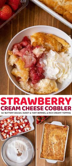 strawberry cream cheese cobbler recipe in a white bowl