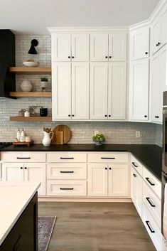 kitchen countertops and backsplash kitchen countertops designs ideas || marble countertop ideas Kitchen Cabinet Dimensions, Shaker Style Kitchen Cabinets, Black Kitchen Countertops, Lake Kitchen, Upper Kitchen Cabinets, Hardware Ideas, Mom Kitchen, Black Counters, Shaker Style Cabinets