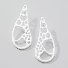 Discover Open Drop Earrings by Tamar Navama, and get inspired by more original art and unique treasures created by artists. Shop now! Sculptural Earrings, Pierced Metal Jewelry, Porcelain Jewellery, Earrings Ceramic, Ceramic Accessories, Pottery Earrings, Earrings Clay, Pottery Jewelry, Ceramic Earrings