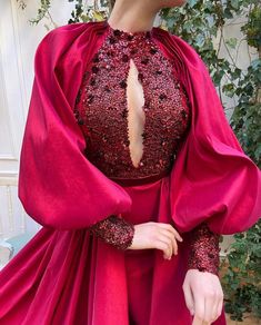 Elizabethan Fuchsia Gown | Teuta Matoshi Teuta Matoshi, Rose Gown, Long Sleeve Prom, Evening Dress Fashion, Classy Dress Outfits, Beaded Gown, Painted Clothes, Mermaid Fashion, Prom Gown