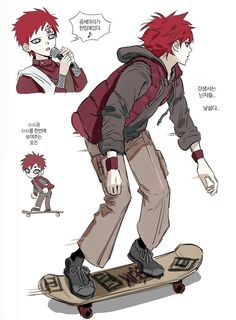 an image of a boy on a skateboard with red hair and wearing a backpack