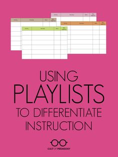 a pink book with the title using playlists to demonstrate instruction