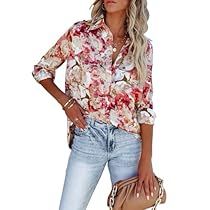 Printed Chiffon Tops, Button Down Shirt Dress, Women's Button Down Shirt, Wrinkle Free, Work Blouse, Chiffon Tops, Button Down Shirt, Long Sleeve Shirts, Chiffon