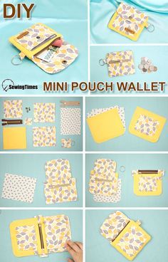 how to make a mini pouch wallet with paper and buttons on the front, inside and out