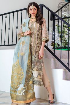 Latest Chiffon Wear 2020 in Skin Color with pretty Look emblazoned with beautiful embroidery. Latest Chiffon Dresses available with fast delivery in USA. Luxury Wedding Saree, Formal Organza Traditional Wear With Dabka, Luxury Silk Dupatta, Elegant Gold Tissue Silk Lawn Suit, Elegant Gold Embroidered Lawn Suit, Chanderi Lawn Suit For Party, Elegant Gold Organza Lawn Suit, Luxury Festive Organza Dress, Party Wear Tissue Silk Dress With Sheer Dupatta