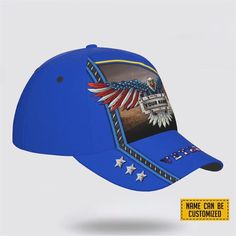 Veterans Baseball Caps Eagle American Blue Pattern, Personalized Name Veteran, Custom Army Cap, Gifts For Military Personnel – Excoolent The Baseball Cap is the ultimate accessory for sporty style and sun protection. Crafted with both fashion and function in mind, it features a classic design that complements various outfits. Made from high-quality materials, it offers... Blue Snapback Baseball Cap For Outdoor Activities, Blue Baseball Cap For Baseball Season, Blue Sports Hat With Curved Visor, Blue Sports Hats For Baseball Season, Blue Breathable Baseball Cap For Sports Events, Blue Breathable Baseball Cap For Sports, Blue Visor Fitted Hat For Sports Events, Patriotic Blue Baseball Cap With Curved Brim, Adjustable Blue Baseball Cap For Sports