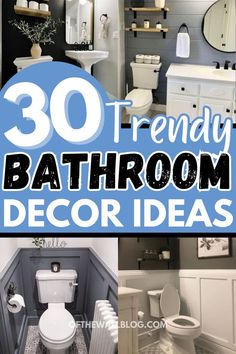 30 trendy bathroom decor ideas Half Bathroom Remodel Ideas, Decorating Ideas For The Home Bathroom, Small Bathroom Layout Inspiration, Paint Ideas For Small Bathrooms, Teen Boys Bathroom Ideas, How To Decorate A Bathroom, Half Bath Design Ideas, Restroom Remodel Ideas, Small Modern Bathroom Ideas