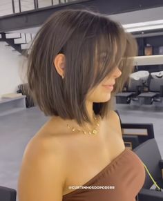 Short Romantic Haircut, Short Slanted Bob Haircut, Short Haircut Curtain Bangs Straight, Shoulder Length Bob Brunette, Lob With Curtain Bangs Straight Hair, Bob Curtain Bangs Brunette, Bob Thick Hair Straight, Short Haircuts For Women Side Part, Face Framing On Short Hair