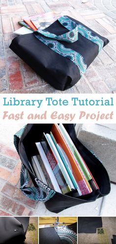 Library Tote Bag Tutorial Diy Library Book Bag, Library Bag Diy, Book Bag Patterns To Sew, Library Book Bags For Kids, Book Tote Bag Pattern, Book Bag Sewing Pattern, Diy Book Bag, Book Bag Pattern, Diy Tote Bag Pattern