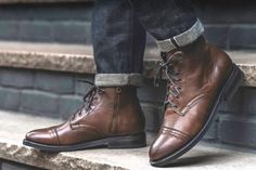 Fitted Cap Toe Boots, Fitted Cap Toe Lace-up Boots For Fall, Fitted Leather Lace-up Boots For Fall, Fitted Moto Boots For Winter Workwear, Winter Business Lace-up Boots Fitted, Fitted Winter Business Lace-up Boots, Fitted Business Lace-up Boots For Winter, Fitted Lace-up Boots For Business In Winter, Fitted Leather-lined Cap Toe Boots