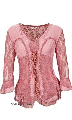 Jocelyn Blouse In Pink #boutique #lace #vintage #vintageinspired #online #womensclothing #womansclothing #blouse #dress #selfie #you #hi #love #beautiful #pretty #fashion Pretty Angel Clothing, Steampunk Blouse, Angel Clothing, Victorian Corset, Corset Blouse, Pretty Angel, Women Long Sleeve Tops, Pink Blouse