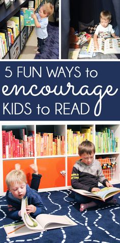 children reading books in the library with text overlay that reads 5 fun ways to engage kids to read