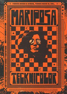 an orange and black poster with the words marpoa teknotor on it