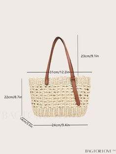 BagForLove - Stylish Straw Handbag - Embrace Minimalism Product Description Color Beige Strap Type Double Handle Pattern Type Plain Bag Size Small Style Vacation Type Straw Bag Closure Type Zipper Features High-capacity Material Paper Size Chart INCH CM Bag Length Bag Width Bag Height Handle Height 12.2 inch 5.5 inch 8.7 inch 9.1 inch Bag Length Bag Width Bag Height Handle Height 31 cm 14 cm 22 cm 23 cm Details Pictures Similar Products h2 { text-align: center; } /* æ¢è¡ */ li{ white-space: no Lightweight Rectangular Casual Bag, Casual Lightweight Rectangular Bag, Versatile White Bags For Vacation, Casual Woven Square Bag, Casual Square Woven Bag, Casual White Woven Bag, White Lightweight Shoulder Bag For Daily Use, Lightweight White Shoulder Bag For Daily Use, Casual Woven Satchel For Everyday