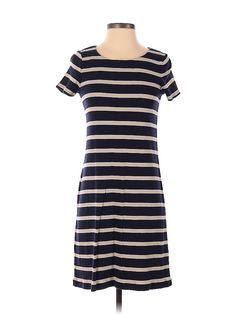 Talbots Casual Dress Size: Small Blue Dresses - used. 100% Cotton, Shift, Boatneck, Stripes, Knee Length, Short Sleeve | Talbots Casual Dress - Shift: Blue Stripes Dresses - Used - Size Small Black Striped Dress, Small Black Dress, Blue Striped Dress, Black Casual Dress, Blue Dress Casual, Black Dresses Casual, Black Dresses, Black Casual, Ann Taylor Loft