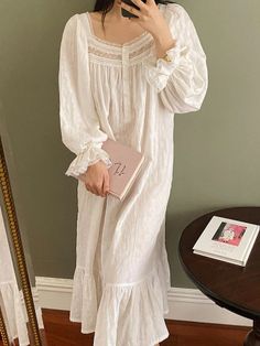 Vintage Soft Cotton Long Nightgowns For Women Long Sleeve Elegant Nightshirts Comfortable Loose Night Dress  ❁ So excited to share the latest addition to my shop. Check our items on : https://sudadech.etsy.com    • ❁ Special and modern design makes you more attractive, charming, fashionable and chic. It is made of high quality Material soft cotton,  high quality gauze and lace. Comfortable and durable enough for your daily wearing. Outfits sleepwear and nightwear for women. A perfect sexy lingerie, underwear and nightwear gift for your girlfriend or wife. Enjoy a happy time together. Cotton Nighty For Women, Victorian Lingerie, Cotton Night Dress, Cotton Nightgown, White Cotton Dress, Cotton Sleepwear, Night Dress For Women, Nightgowns For Women, Vintage Soft