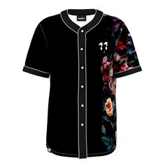 a baseball jersey with flowers on it