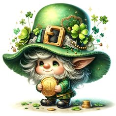 a cute little lepreite holding a gold coin