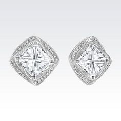 Halo Princess And Round Diamond Jackets Lady Earring Gold 14K 1.90 Ct Earrings Expensive Earrings, Princess Cut Earrings, Diamond Earring Jackets, Round Diamond Earrings, Diamond Solitaire Earrings, Diamond Earrings Studs Round, Girl Necklace, Solitaire Earrings, Earring Jackets