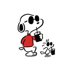 an image of a cartoon character with headphones on and holding a cup in his hand