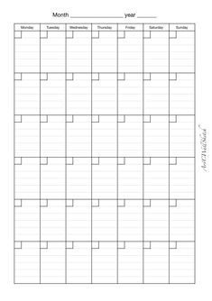 a printable calendar with the month numbers and days in each column, for students to use