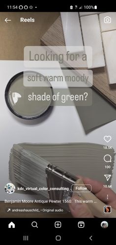 someone is looking for soft warm mouldy shade of green on their phone screen