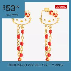 Bead Type: Enamel# Pieces In Set: 1 PairIncluded: 1 Earring Stud(s)Features: Quick ShipCharacter: Hello KittyEarring Back: PostMetal Color: YellowEarring Length: 8.1mmEarring Width: 9.1mmCare: Wipe CleanEarrings Type: Post EarringsEarrings Style: Drop EarringsMetal: Sterling SilverCountry of Origin: Imported Hello Kitty Earring Set, Earring Stud, Sterling Silver Drop Earrings, Earrings Drop, Silver Drop Earrings, Hello Kitty, Stud Earrings, Kitty, Drop Earrings