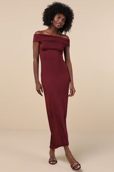 Versatile and elegant, the NIA Clara Plum Purple Off-the-Shoulder Column Dress will always impress no matter the occasion! Sleek stretch-knit shapes this effortlessly gorgeous dress with an off-the-shoulder neckline that flows into elegantly gathered straps. The figure-skimming silhouette continues into a column skirt with an ankle-grazing midi hem. Pair with anything from your favorite high heel boots to strappy stilettos! Fit: This garment fits true to size. Length: Ankle length. Size medium m Column Skirt, Strappy Stilettos, Column Dress, Plum Purple, Knit Midi, Strapless Bra, Knit Midi Dress, Large Size Dresses, Ankle Length