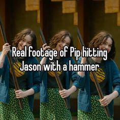 the real footage of splitting jason with a hammer is shown in three different pictures