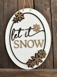 Let It Snow 3D Oval Door Hanger - Paisley Grace Makery Snowflake Door Hanger, Winter Door Hangers, Oval Door, Alternative Home Decor, Laser Crafts, 2024 Ideas, Winter Door, Hanger Design, Diy Workshop